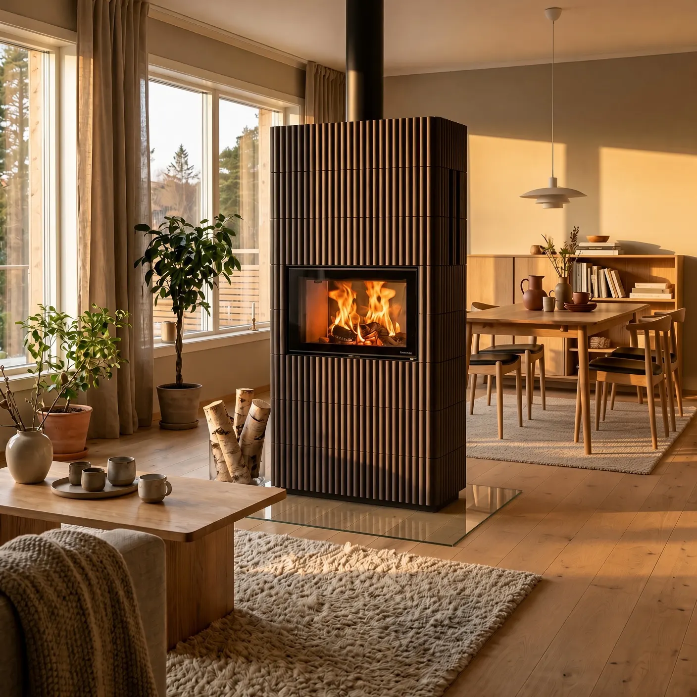 Peisovn i stue med levende flammer – aktuelle tilbud hos Peisbutikken