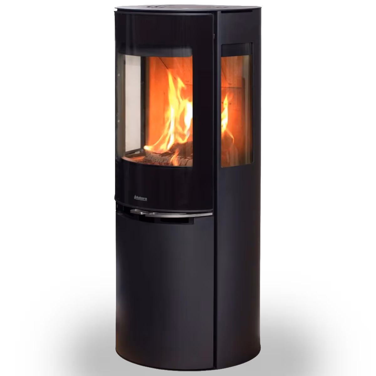 Aduro 9.5 Lux sort peisovn med hevet brennkammer, sideglass og synlige flammer