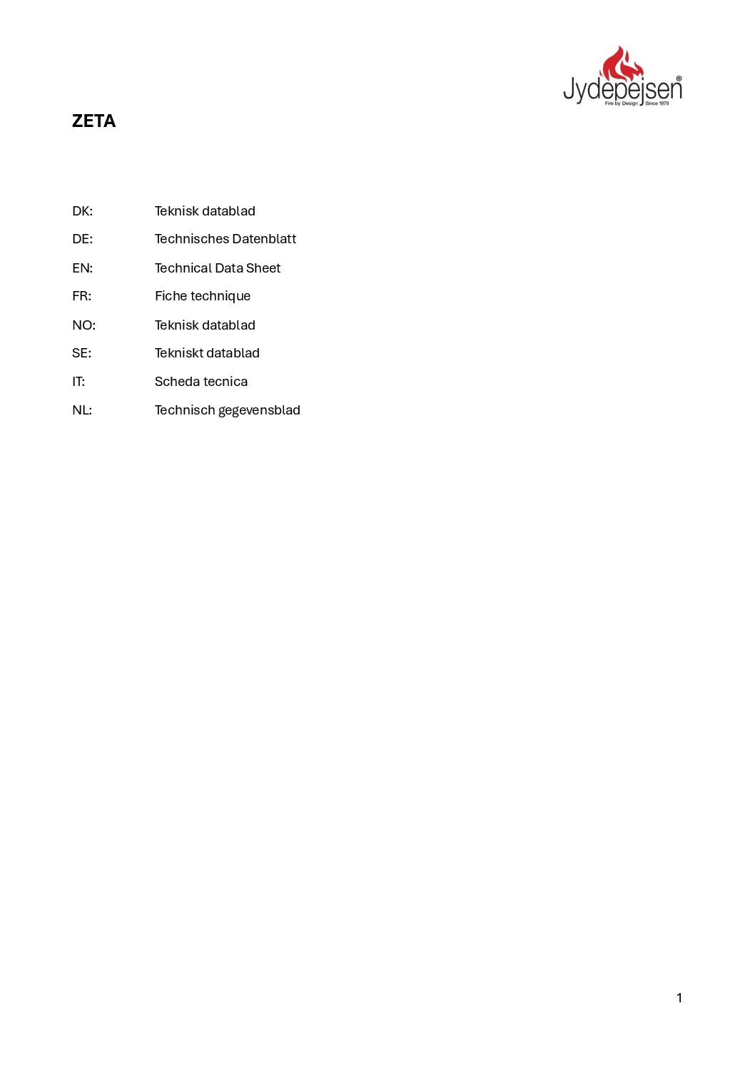 Jydepejsen Zeta – Teknisk Datablad