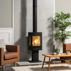 Nordpeis Uno 1 peisovn lifestyle produktbilde, plassert i en moderne stue