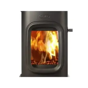 Dovre Saga 101/107 glass dør – komplett sort dør med stort panoramisk varmebestandig glass hos Peisbutikken.no