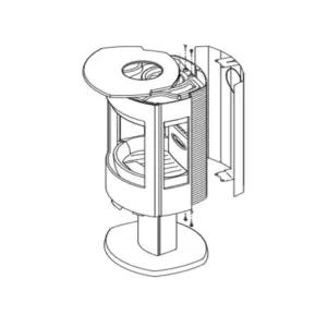 Dovre Astro4 / Leon varmeskjold – sort flatt varmeskjold / stråleskjerm tilbehør for redusert avstand til vegg hos Peisbutikken.no