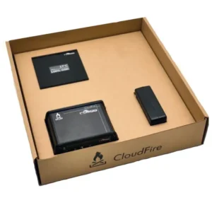 Rüegg CloudFire Sett – komplett smart styringssett med display, kontroller, sensor og emballasje til Rüegg peiser hos Peisbutikken.no