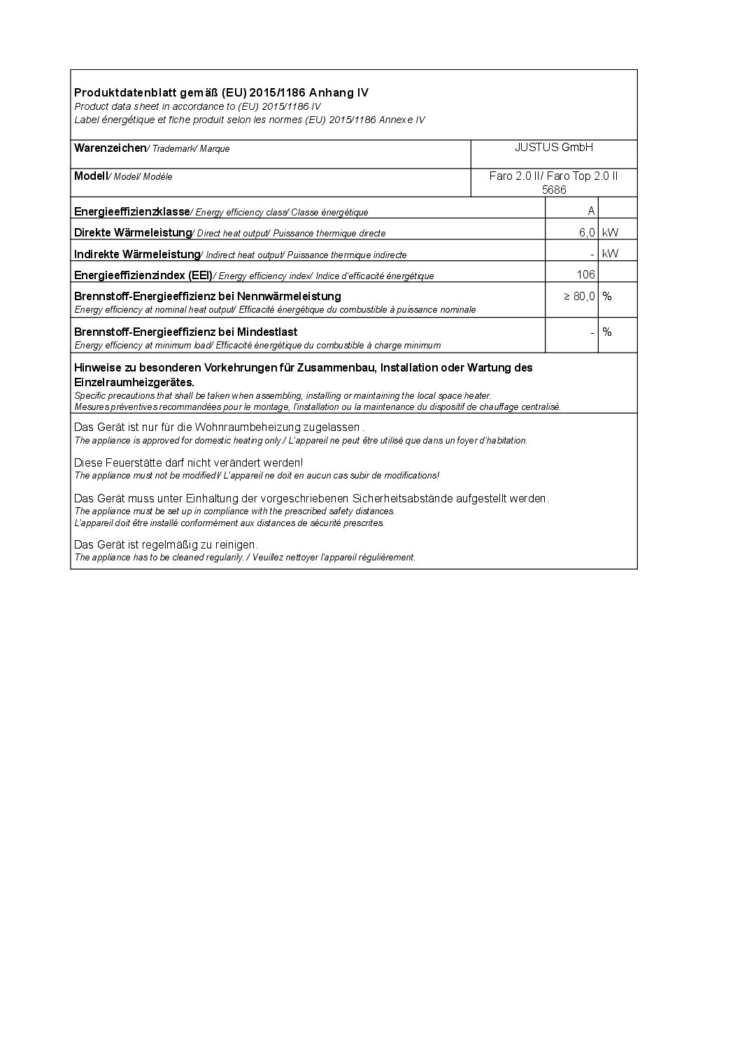 Justus Faro 2.0 Sort Stal EU Produkdatablad