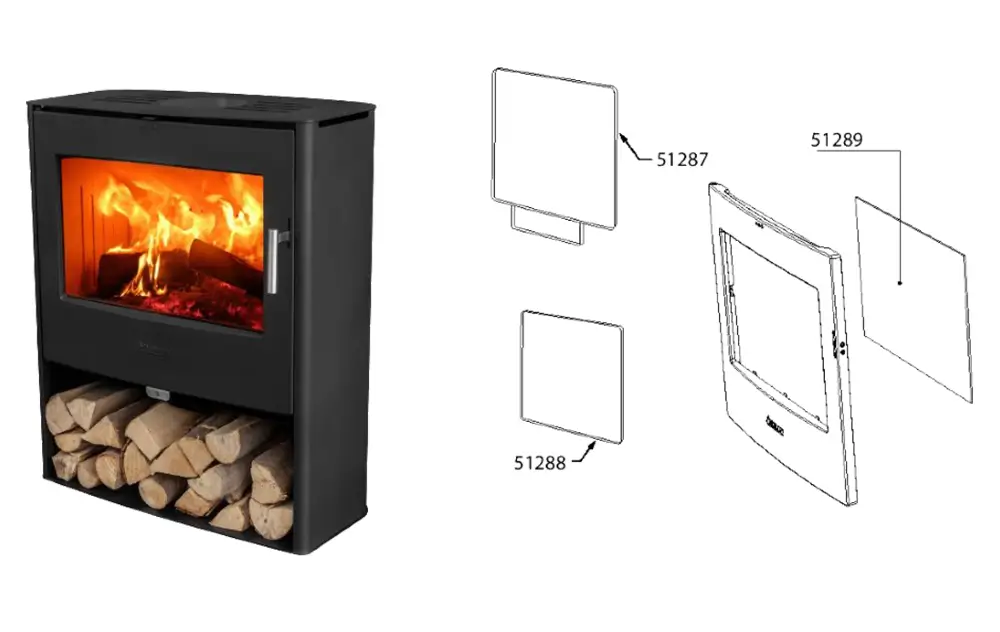 Aduro 20 reservedeler banner – eksplodert visning diagram av Aduro 20 vedovn komponenter og reservedeler hos Peisbutikken.no
