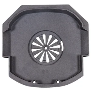 Jydepejsen støpejernsbase for Cozy m/ sideglass – sort erstatnings bunnplate med ventilasjon til Cozy ovn hos Peisbutikken.no