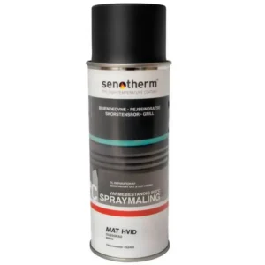 Senotherm hvit metallic varmebestandig spraymaling 200 ml – tåler opp til 500°C for ovner og peiser hos Peisbutikken.no