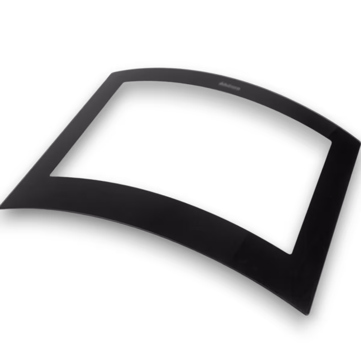 Aduro 15 Lux frontglass som reservedel, med en buet form og sort kantdesign for peisovnen.